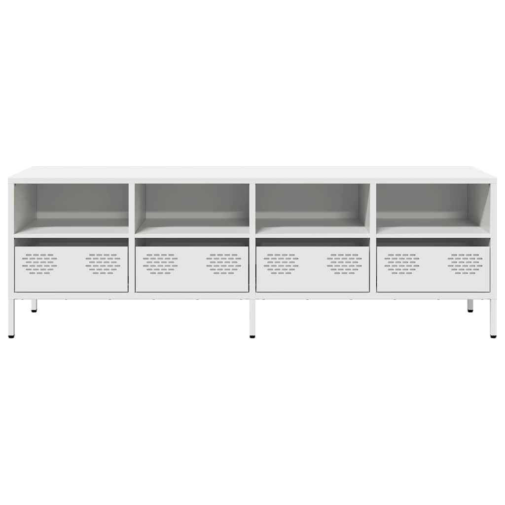 Mobile TV Bianco 135x39x43,5 cm in Acciaio Laminato a Freddo