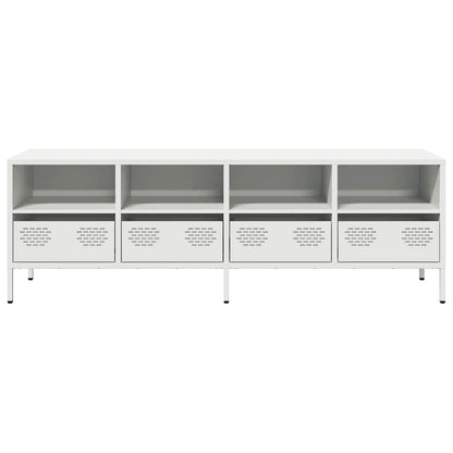 Mobile TV Bianco 135x39x43,5 cm in Acciaio Laminato a Freddo