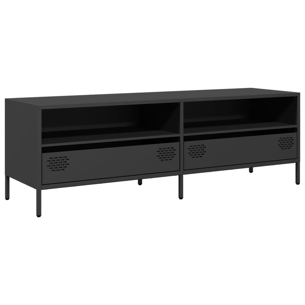 Mobile TV Nero 135x39x43,5 cm in Acciaio Laminato a Freddo