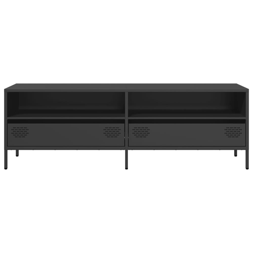 Mobile TV Nero 135x39x43,5 cm in Acciaio Laminato a Freddo