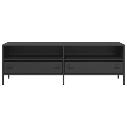Mobile TV Nero 135x39x43,5 cm in Acciaio Laminato a Freddo
