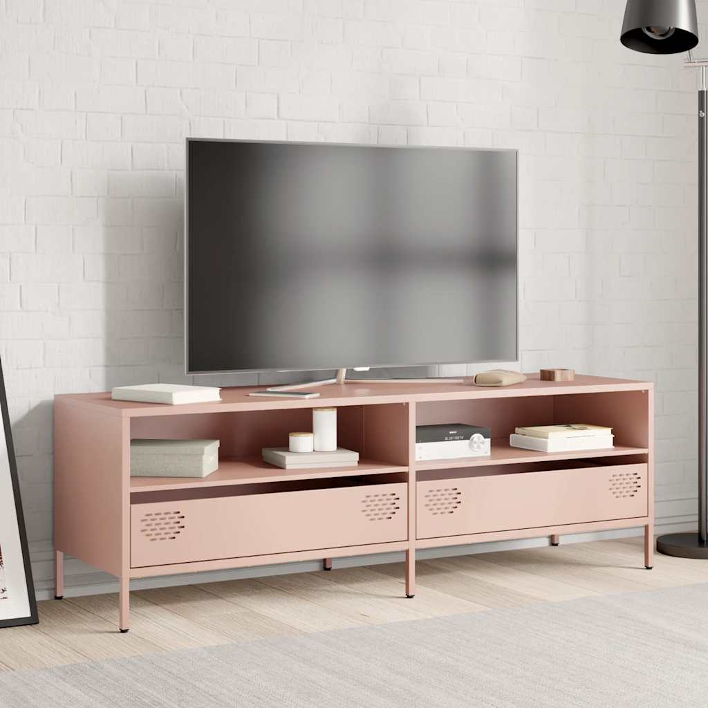 Mobile TV Rosa 135x39x43,5 cm in Acciaio Laminato a Freddo
