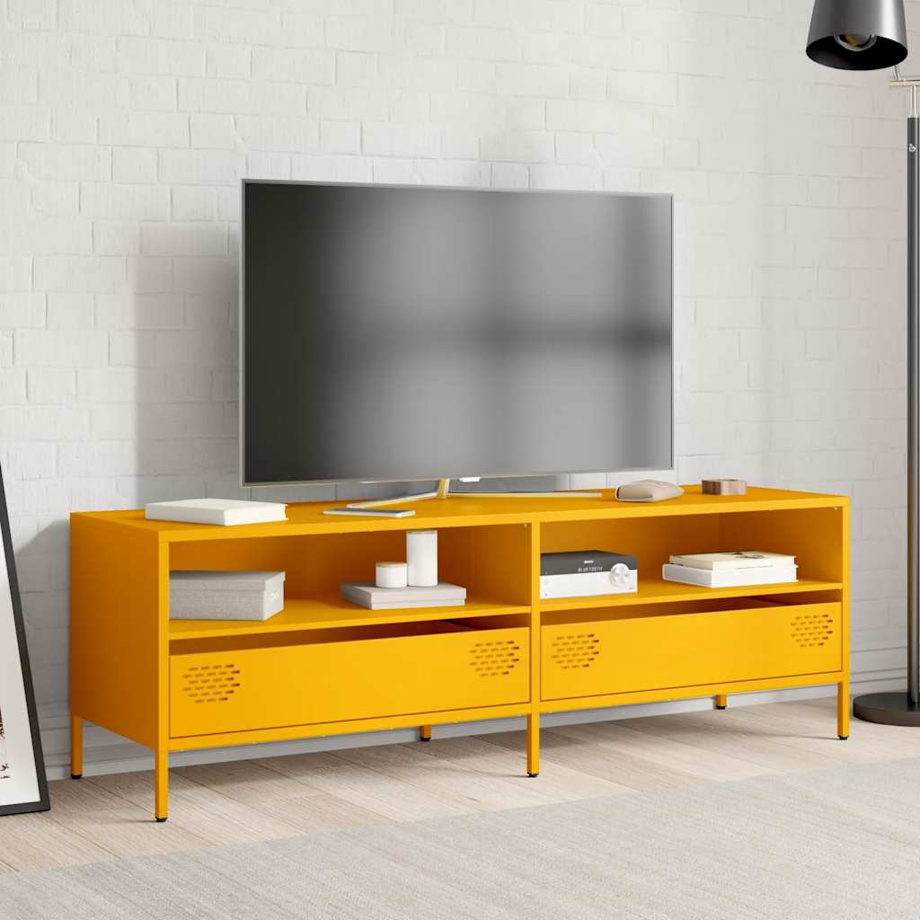 Mobile TV Giallo Senape 135x39x43,5 cm in Acciaio