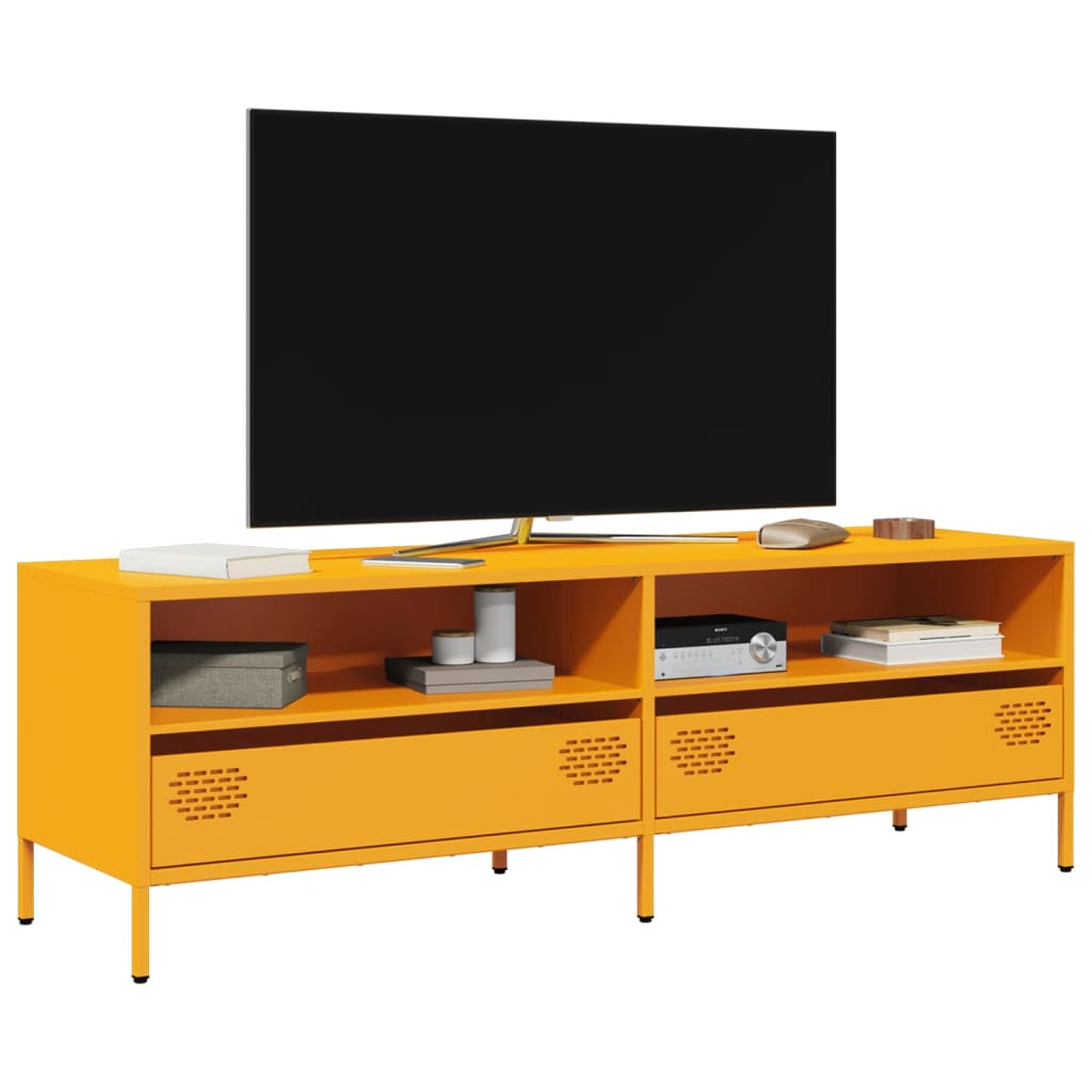 Mobile TV Giallo Senape 135x39x43,5 cm in Acciaio