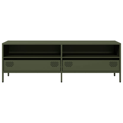 Mobile TV Verde Oliva 135x39x43,5cm Acciaio Laminato a Freddo
