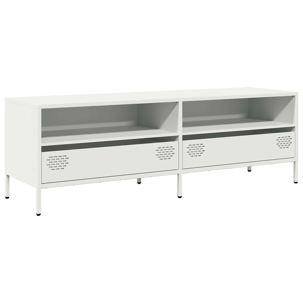 Mobile TV Bianco 135x39x43,5 cm in Acciaio Laminato a Freddo