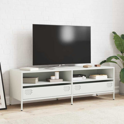 Mobile TV Bianco 135x39x43,5 cm in Acciaio Laminato a Freddo