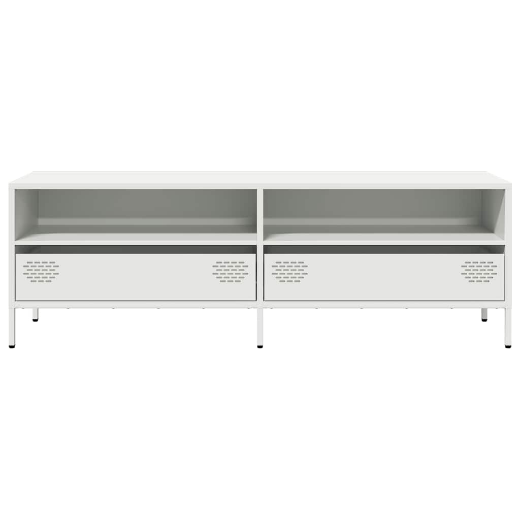 Mobile TV Bianco 135x39x43,5 cm in Acciaio Laminato a Freddo