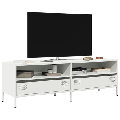 Mobile TV Bianco 135x39x43,5 cm in Acciaio Laminato a Freddo