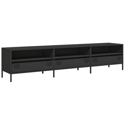Mobile TV Nero 202x39x43,5 cm in Acciaio Laminato a Freddo