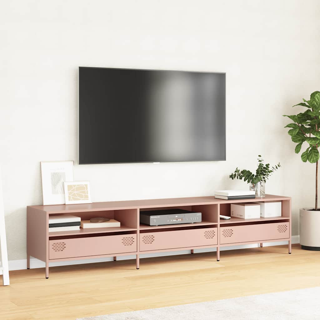 Mobile TV Rosa 202x39x43,5 cm in Acciaio Laminato a Freddo