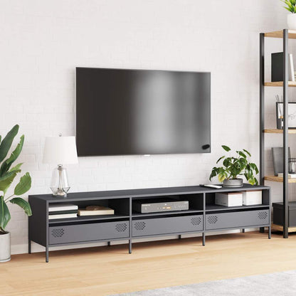 Mobile TV Antracite 202x39x43,5 cm Acciaio Laminato a Freddo