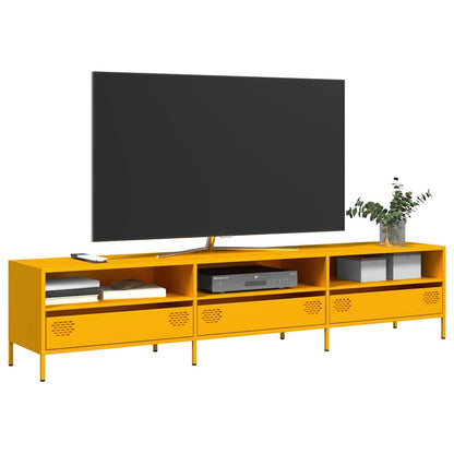 Mobile TV Giallo Senape 202x39x43,5cm Acciaio Laminato a Freddo