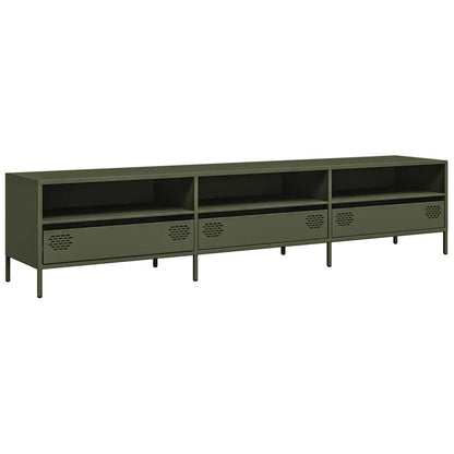 Mobile TV Verde Oliva 202x39x43,5 cm Acciaio Laminato a Freddo