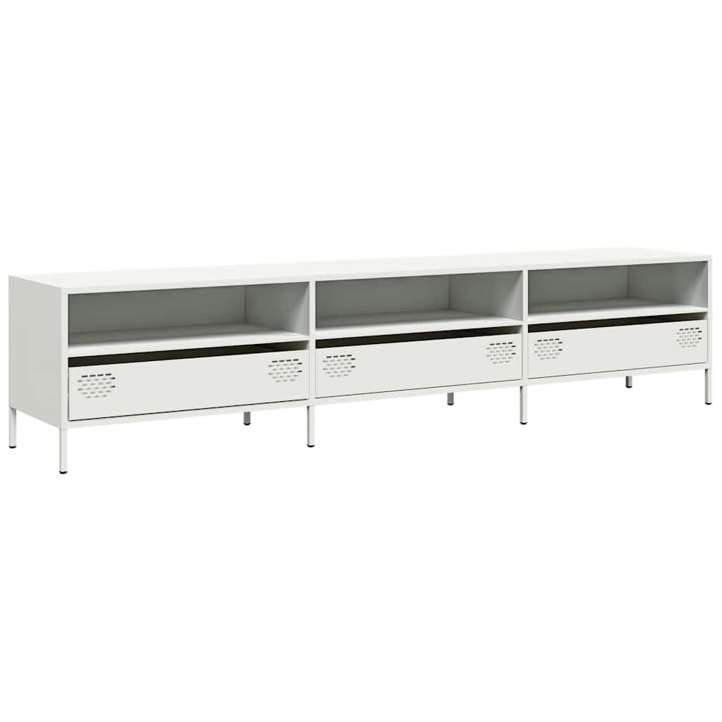 Mobile TV Bianco 202x39x43,5 cm in Acciaio Laminato a Freddo