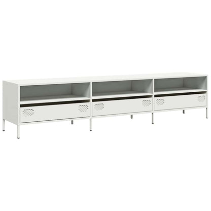 Mobile TV Bianco 202x39x43,5 cm in Acciaio Laminato a Freddo