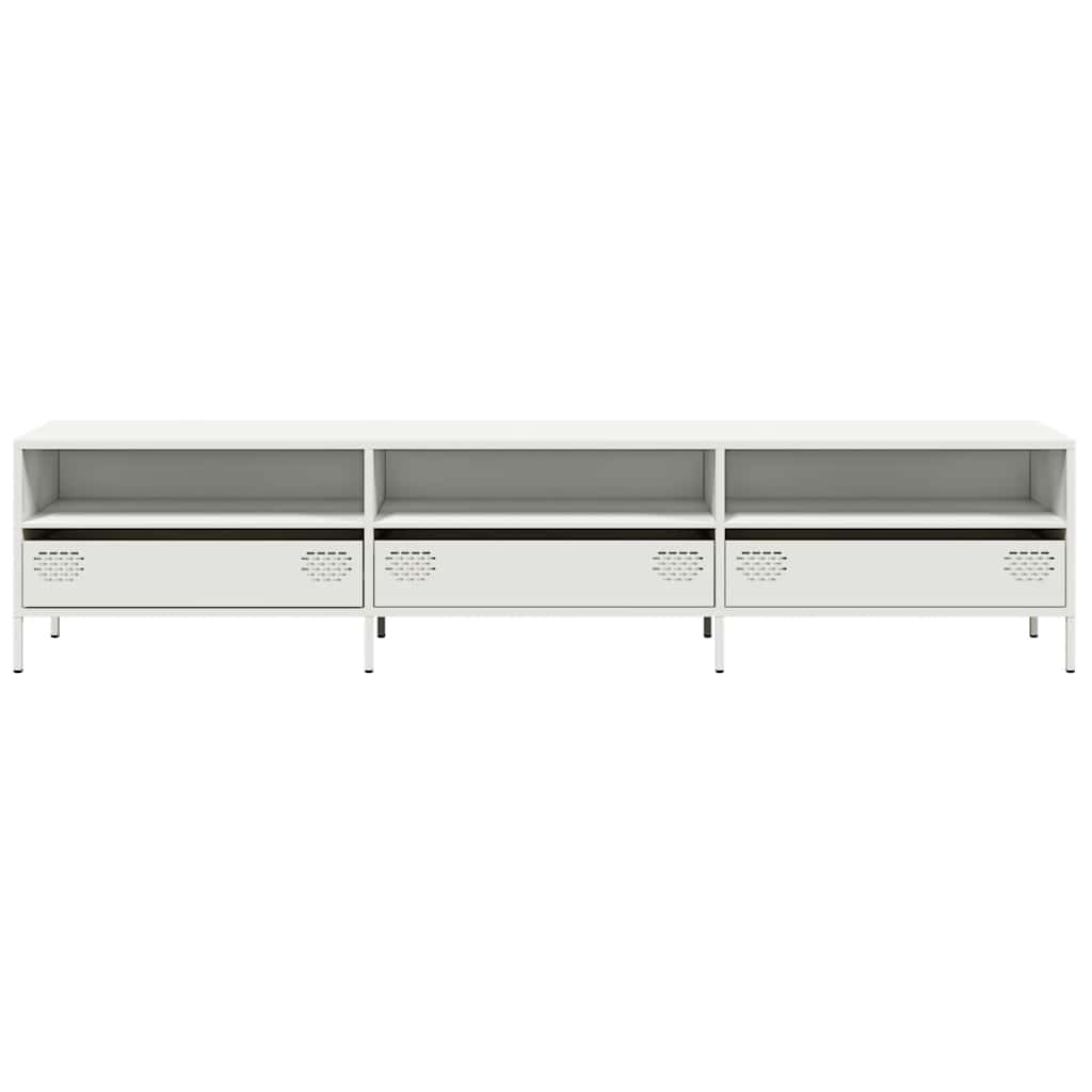 Mobile TV Bianco 202x39x43,5 cm in Acciaio Laminato a Freddo