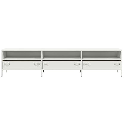Mobile TV Bianco 202x39x43,5 cm in Acciaio Laminato a Freddo