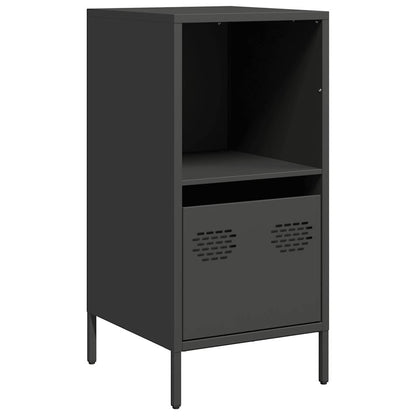 Credenza Nera 35x39x73,5 cm in Acciaio Laminato a Freddo