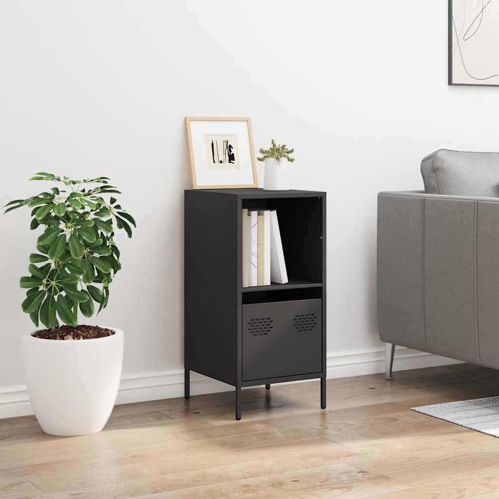 Credenza Nera 35x39x73,5 cm in Acciaio Laminato a Freddo