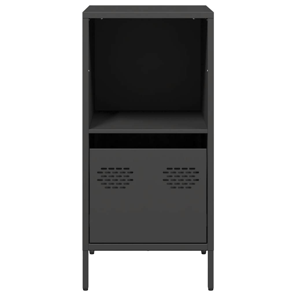 Credenza Nera 35x39x73,5 cm in Acciaio Laminato a Freddo