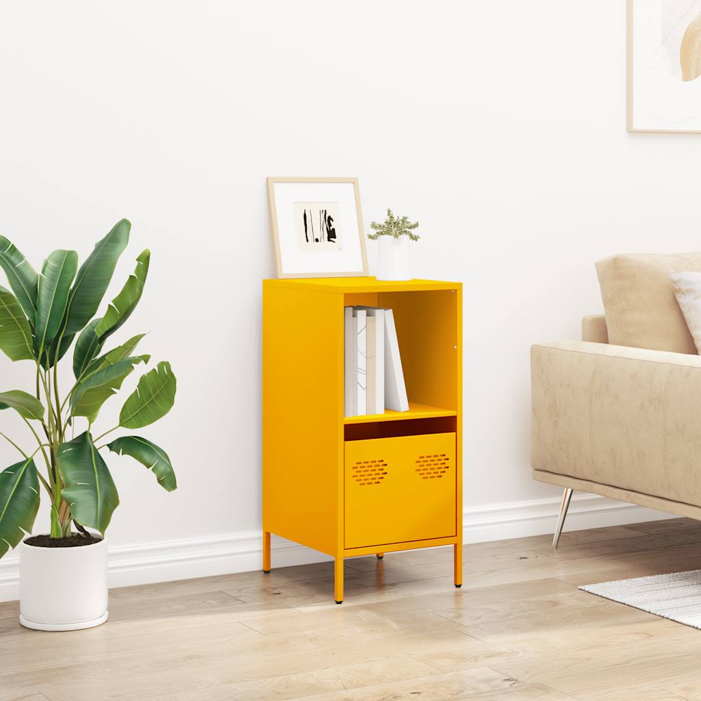Credenza Giallo Senape 35x39x73,5 cm Acciaio Laminato a Freddo