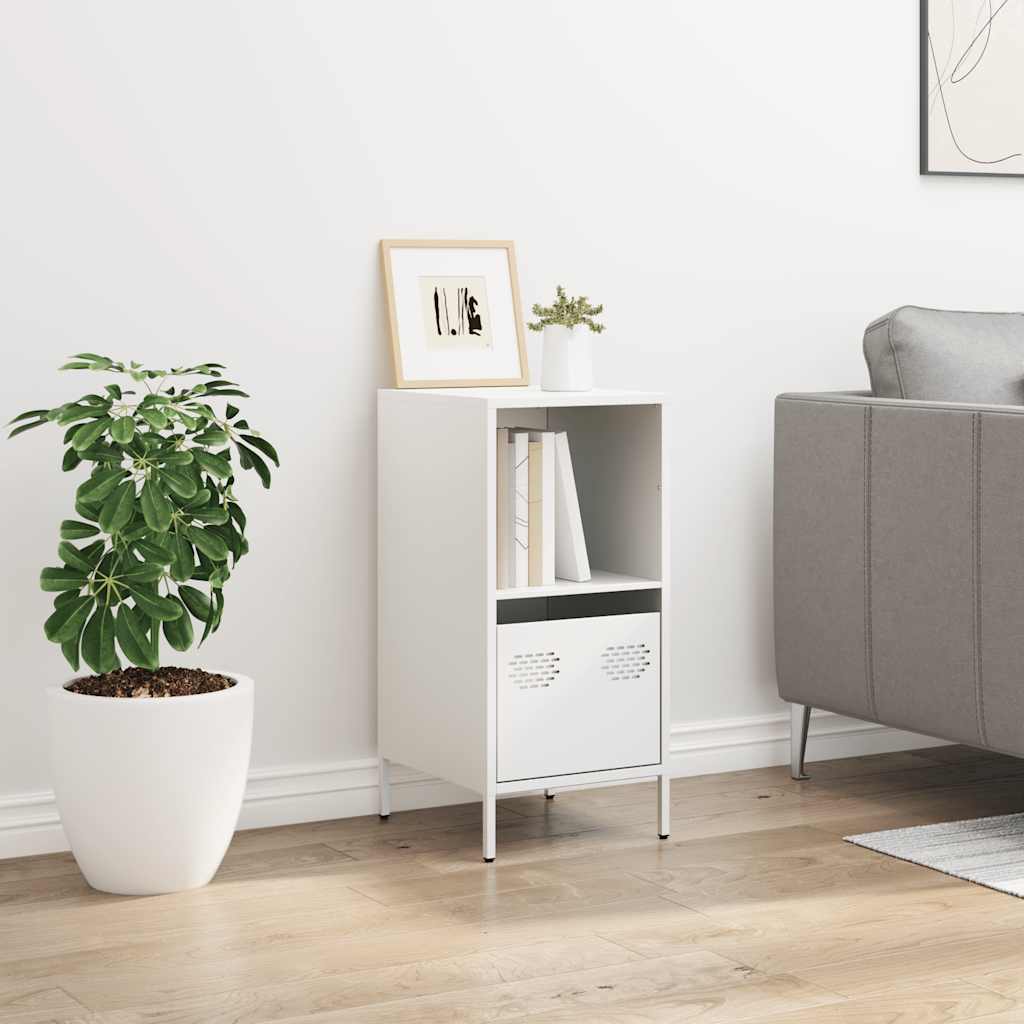 Credenza Bianca 35x39x73,5 cm in Acciaio Laminato a Freddo