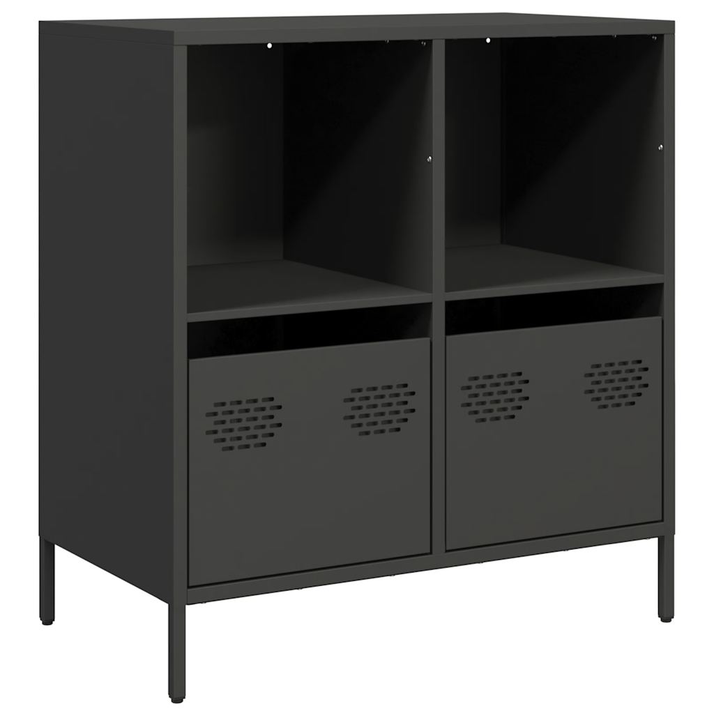 Credenza Nera 68x39x73,5 cm in Acciaio Laminato a Freddo
