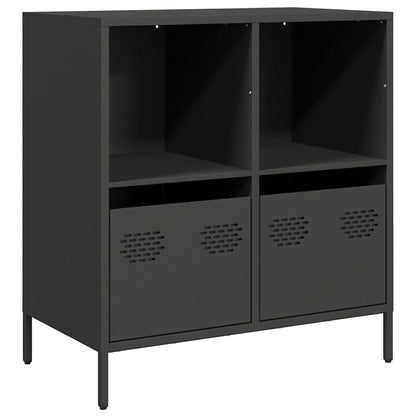 Credenza Nera 68x39x73,5 cm in Acciaio Laminato a Freddo