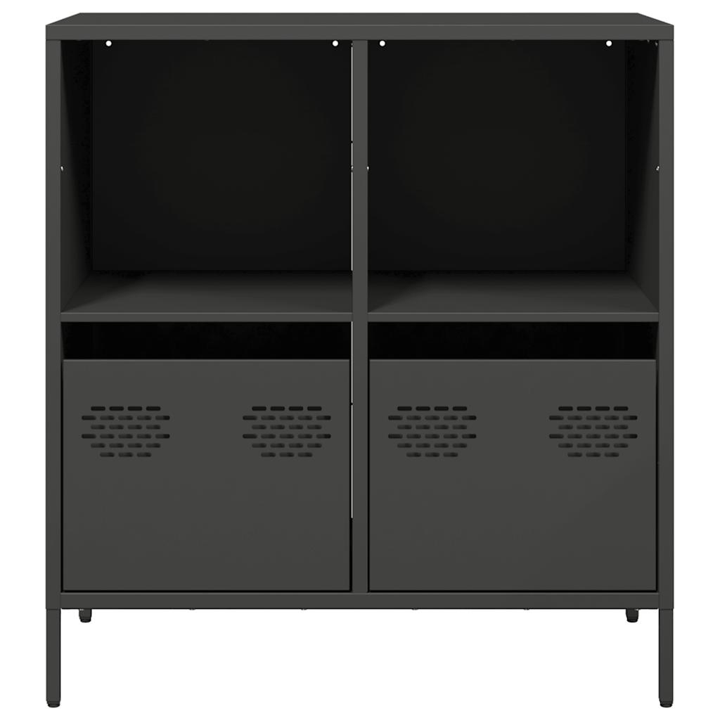 Credenza Nera 68x39x73,5 cm in Acciaio Laminato a Freddo