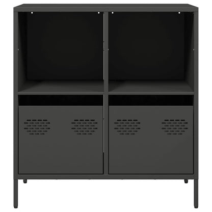 Credenza Nera 68x39x73,5 cm in Acciaio Laminato a Freddo