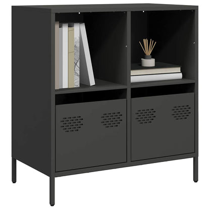 Credenza Nera 68x39x73,5 cm in Acciaio Laminato a Freddo