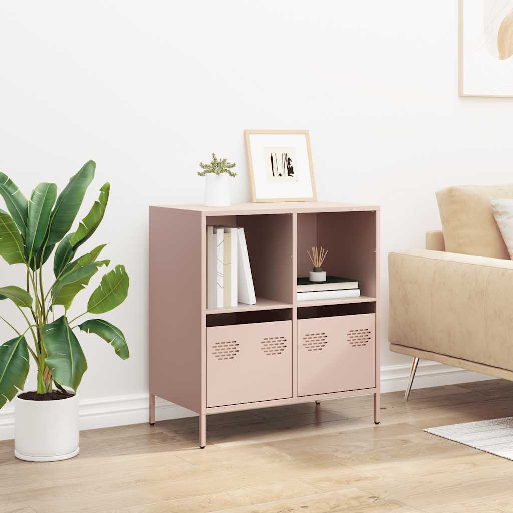 Credenza Rosa 68x39x73,5 cm in Acciaio Laminato a Freddo