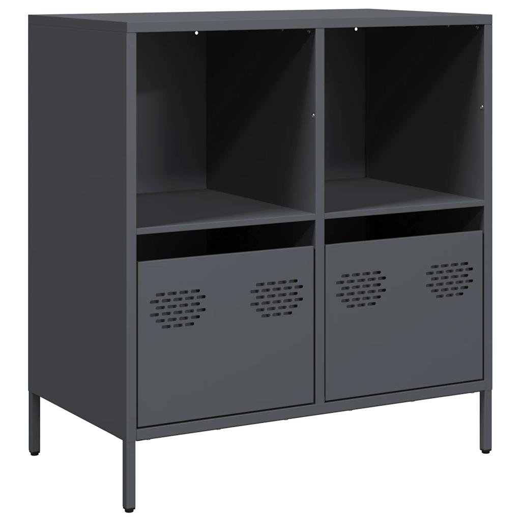 Credenza Antracite 68x39x73,5 cm in Acciaio Laminato a Freddo
