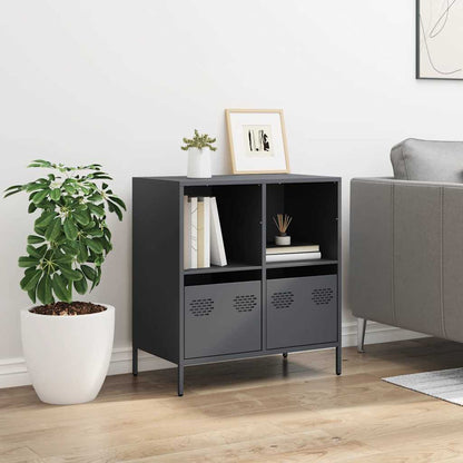 Credenza Antracite 68x39x73,5 cm in Acciaio Laminato a Freddo