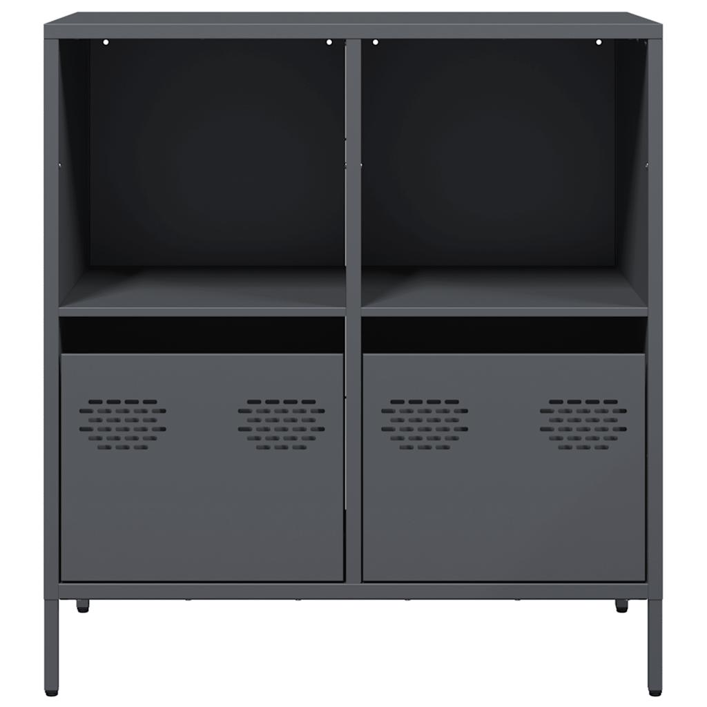 Credenza Antracite 68x39x73,5 cm in Acciaio Laminato a Freddo