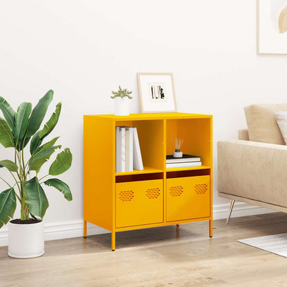 Credenza Giallo Senape 68x39x73,5 cm Acciaio Laminato a Freddo