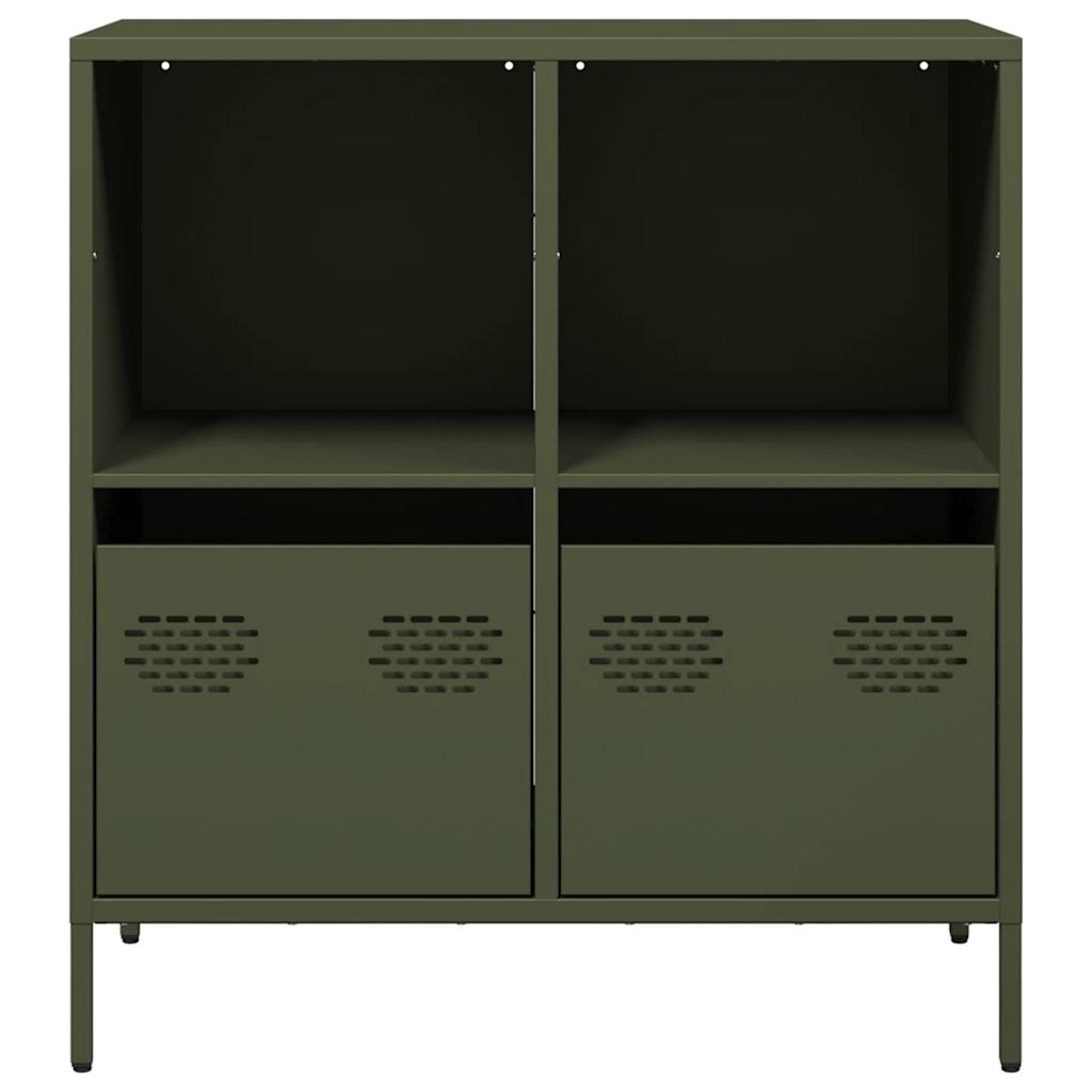 Credenza Verde Oliva 68x39x73,5 cm in Acciaio Laminato a Freddo