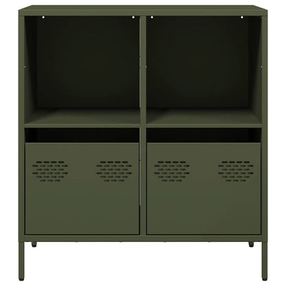 Credenza Verde Oliva 68x39x73,5 cm in Acciaio Laminato a Freddo