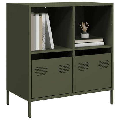 Credenza Verde Oliva 68x39x73,5 cm in Acciaio Laminato a Freddo