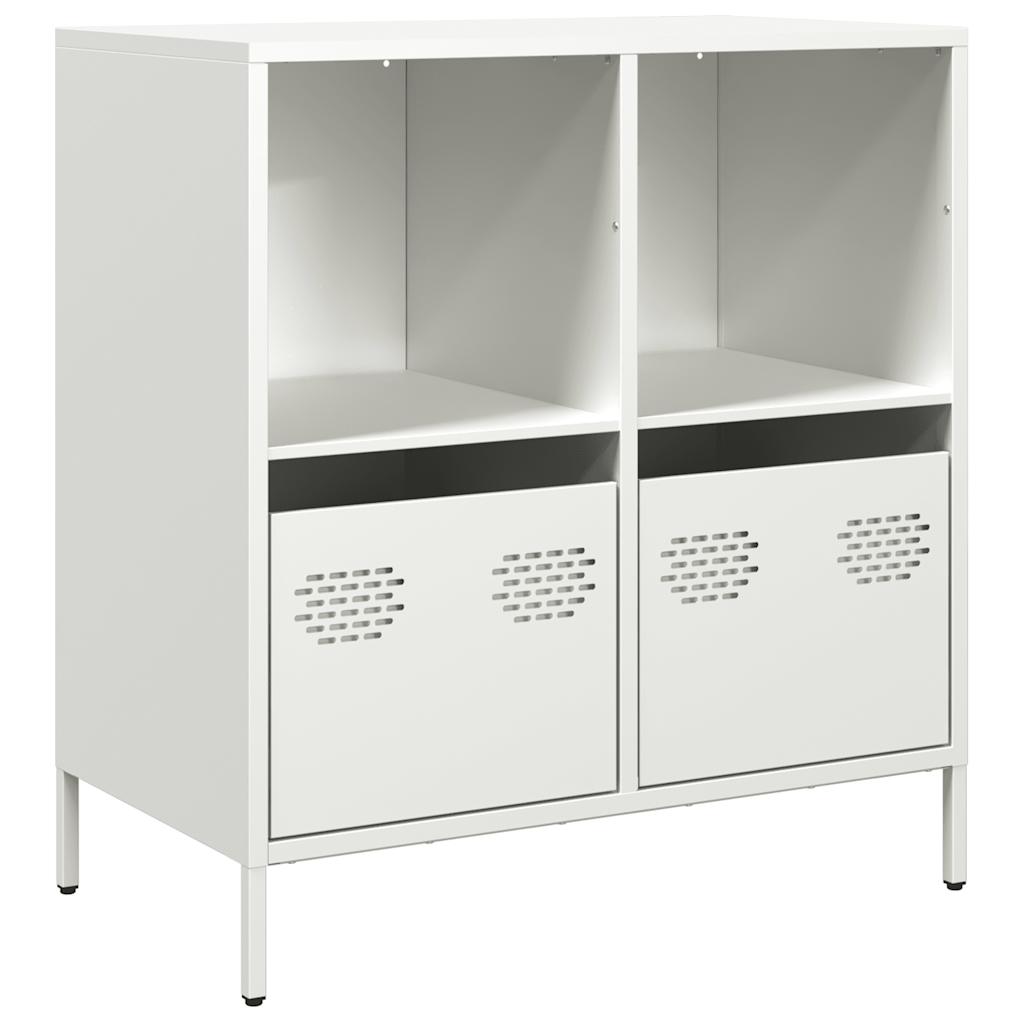 Credenza Bianca 68x39x73,5 cm in Acciaio Laminato a Freddo