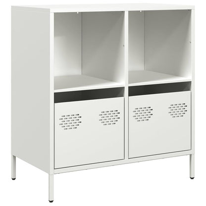 Credenza Bianca 68x39x73,5 cm in Acciaio Laminato a Freddo