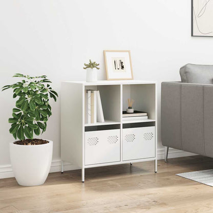 Credenza Bianca 68x39x73,5 cm in Acciaio Laminato a Freddo