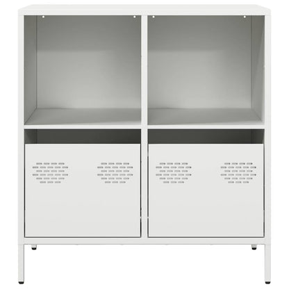 Credenza Bianca 68x39x73,5 cm in Acciaio Laminato a Freddo