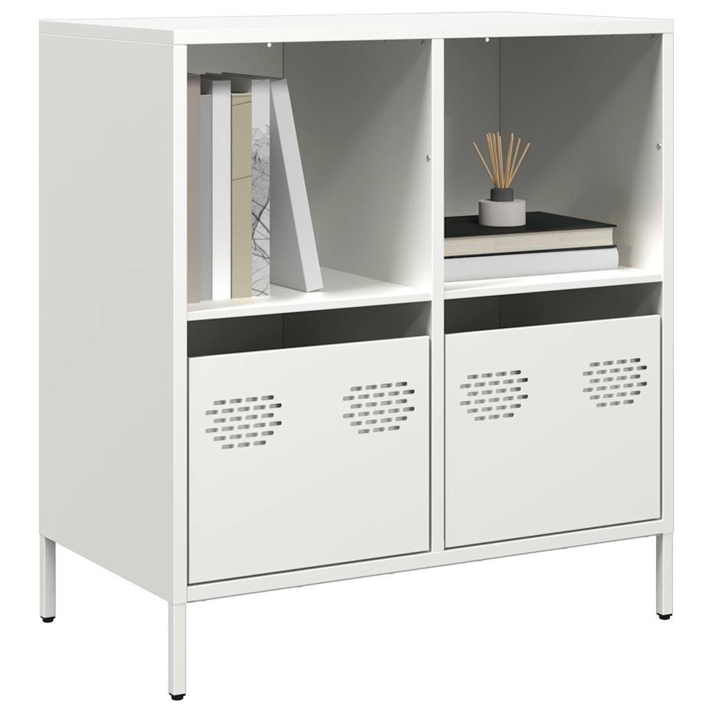 Credenza Bianca 68x39x73,5 cm in Acciaio Laminato a Freddo