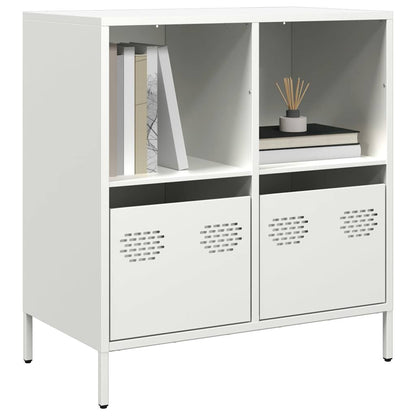 Credenza Bianca 68x39x73,5 cm in Acciaio Laminato a Freddo