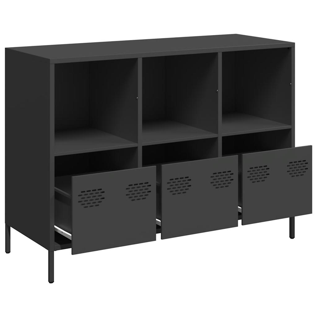 Credenza Nera 101,5x39x73,5 cm in Acciaio Laminato a Freddo