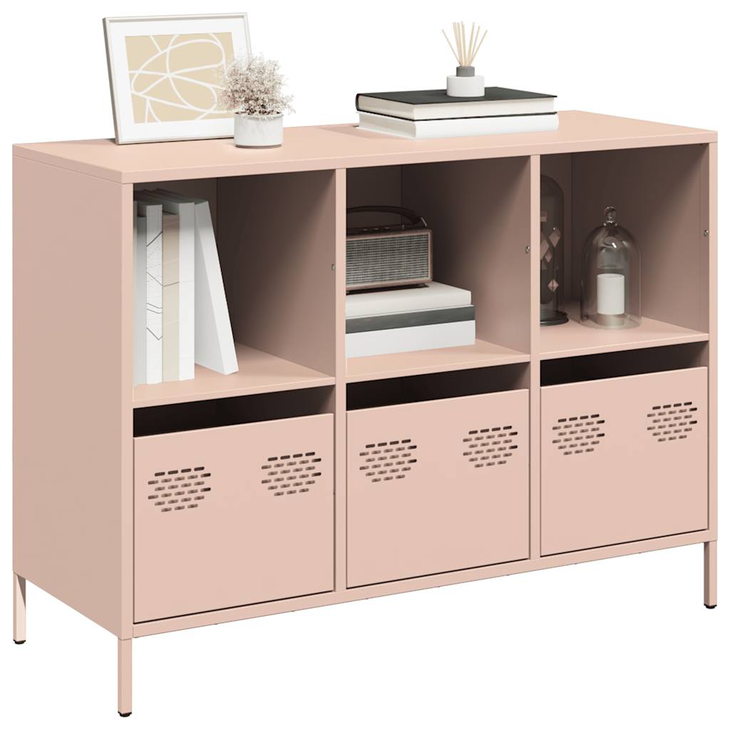 Credenza Rosa 101,5x39x73,5 cm in Acciaio Laminato a Freddo