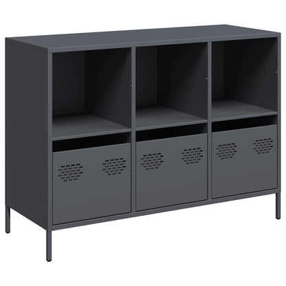 Credenza Antracite 101,5x39x73,5cm in Acciaio Laminato a Freddo