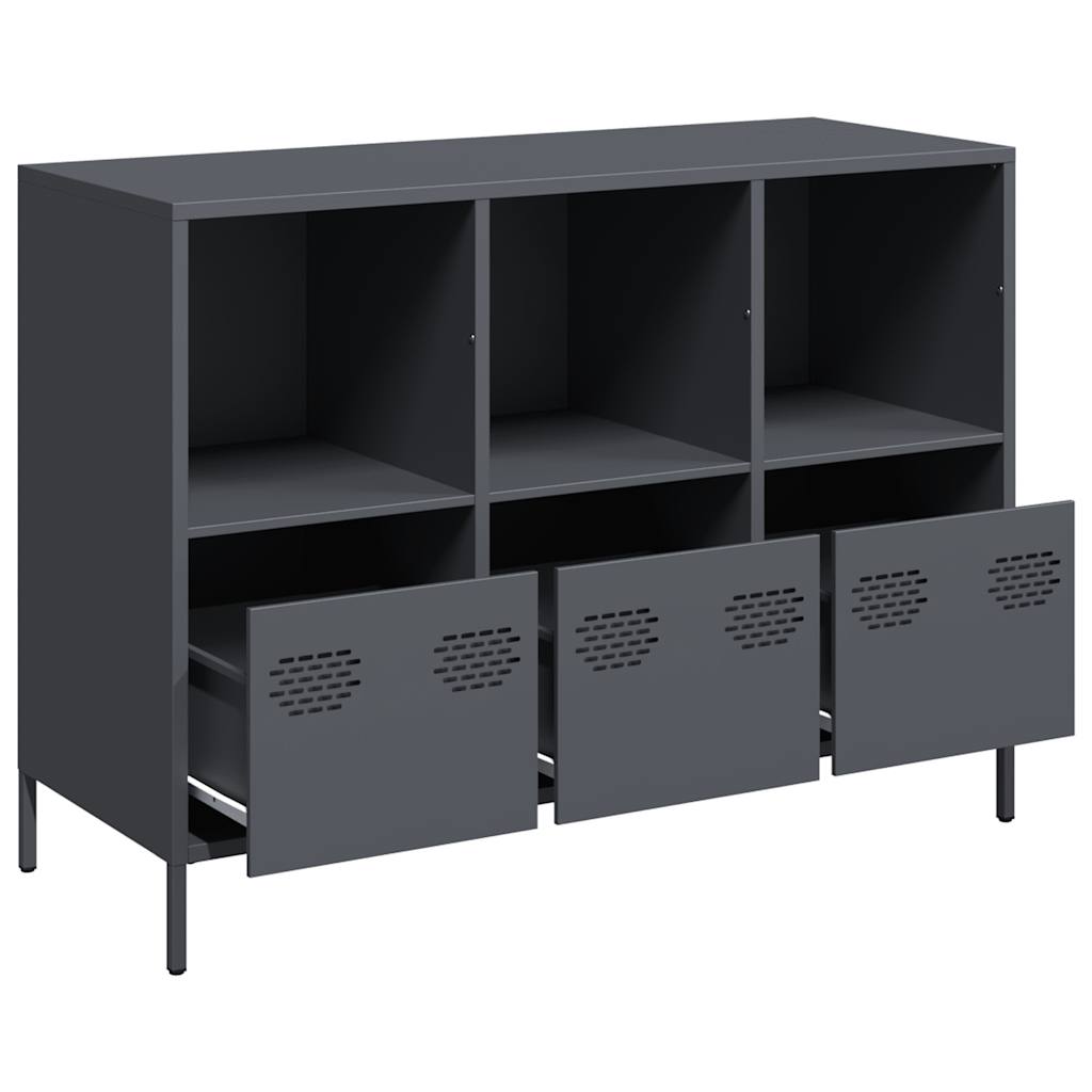 Credenza Antracite 101,5x39x73,5cm in Acciaio Laminato a Freddo